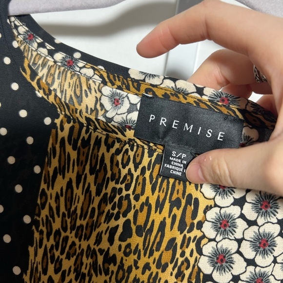 Premise Women’s Multicolor Cheetah, Polkadot & Floral Sheer Top - Picture 4 of 5